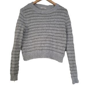 Copper Key Gray and Green Striped Sweater